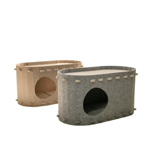 Großes Indoor Haustierhaus, Maßgefertigtes Katzenhöhlenbett für Katzen bis zu 10 kg, Versteck mit Tiermuster, Geschlossen für Hunde - Product Image 1