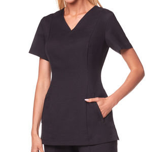 Túnica de cuello en V para mujer, uniforme elegante para salón de belleza, túnica para peluquería, varios colores y logotipo personalizado - Product Image 3