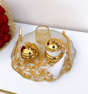 Gold Metal Storage Jar Set with Lid Wedding Favor Resin Tray <b>Scissors</b> - Product Image 2
