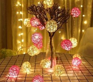 Guirlande lumineuse Boules de rotin Lampes LED - Product Image 2