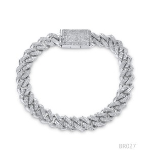 Bracelet gourmette cubaine en argent 925 plaqué rhodium avec diamants pour homme – Chaîne de luxe géométrique pour usage quotidien - Product Image 6