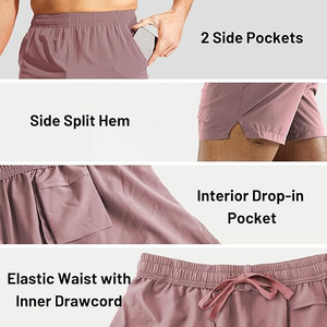 Pantalones Cortos Deportivos para Hombre, Color Morado Sólido, de Secado Rápido, con Bolsillos, Cintura Elástica, Casuales - Product Image 5