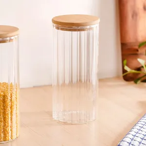 Tall Airtight Glass <b>Storage</b> <b>Jar</b> With Secure Lid Transparent <b>Kitchen</b> Canister <b>for</b> Dry Fruits Spices Snacks & Pantry Organization - Product Image 2