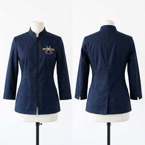 Chaqueta de Barbería para Mujer, 320 GSM, Polialgodón Premium, Color Mostaza, Diseño de Paneles a Medida, Impresión de Logotipo Personalizado, Uniforme - Product Image 6