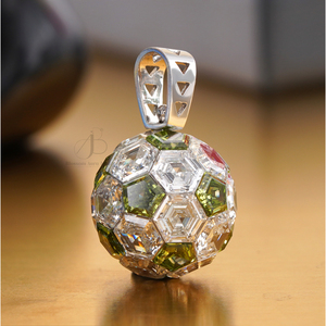 14K White <b>Gold</b> Lab Grown Hexagon Diamond Ball <b>Pendant</b> VVS1 Clarity Invisible Setting for Gift Certified by IGI - Product Image 3