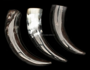 Corne à poudre de corne de buffle fabriquée à la main pour la chasse Vintage corne de boeuf noir meilleur son - Product Image 4