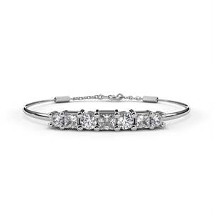 Bracelet en diamant de laboratoire rond et taille princesse pour femme, plaqué or, certifié IGI, bijoux de luxe pour mariée - Product Image 2