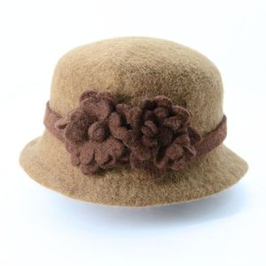 Women Cloche Hat Two Tone Floral Fascinator <b>Cap</b> <b>Winter</b> Formal Hand Embroidery Worsted Fabric for Outdoor Daily Wear - Product Image 6