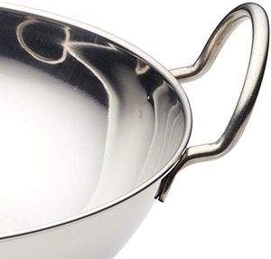 Plat de service en acier inoxydable le plus vendu pour la cuisine indienne, Daal Curry Kadai Wok Bowl Karahi avec poignée en acier, logos personnalisés, compatible lave-vaisselle - Product Image 2