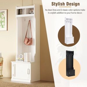 Appendiabiti da ingresso elegante e di tendenza, piantana minimalista e sottile con 8 ganci, panca contenitore multifunzionale, appendiabiti di design - Product Image 3