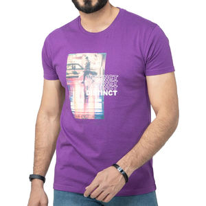 T-shirt pour homme à manches courtes, col rond, coupe ajustée, imprimé photo, tissu jersey décontracté, logo distinctif sur le devant - Product Image 1