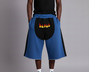 Nouvelle mode, style urbain, short de sport pour homme à taille mi-haute élastique, avec logo imprimé sur le devant et poches, personnalisable - Product Image 1