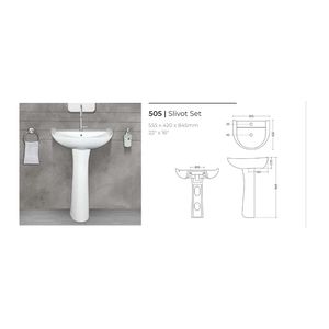 Innovador lavabo de cerámica con pedestal para lavandería, 555x420x845mm, lavabo de porcelana para baño, lavabo para lavar ropa, conjunto Slivot - Product Image 3