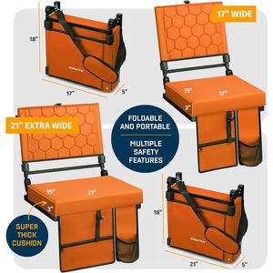 Folding <b>Reclining</b> Bleacher <b>Seat</b> with Back Support for Stadiums - Product Image 5