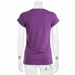 Nueva llegada, camisetas de manga corta con botones de tela de algodón suave con logotipo personalizado para mujer, precio al por mayor, camiseta para mujer - Product Image 2