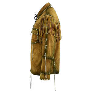 Chaqueta de Cuero Auténtica Estilo Vaquero Occidental Vintage para Hombre, con Cuentas, en Venta, Clásica - Product Image 3