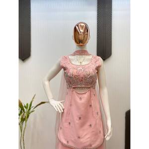 Haut et pantalon palazzo en mousseline de soie pour soirée, avec magnifique dupatta - Product Image 1