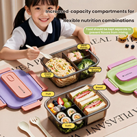 Boîte à lunch portable compartimentée, récipient alimentaire étanche, boîte de préparation de repas avec compartiment à couverts, conteneur de stockage alimentaire pour les repas