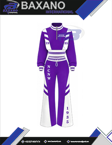 Ensemble de survêtement sportif décontracté NCNW Sorority pour femme, blanc et violet, avec manches longues, demi-zip et cordon de serrage - Product Image 4