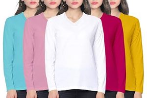 Camiseta de Mujer STELLAR de Primera Calidad, 100% Algodón, Manga Larga, Antiencogimiento, Cuello en V, Diseño Personalizado - Product Image 2