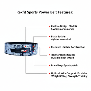 Ceinture de musculation Rexfit Sports Custom Powerlifting, légère, en polyester et cuir, pour l'entraînement et le soutien sportif. - Product Image 2