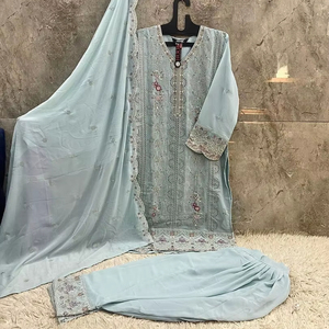 Latest Designer Suit Heavy Georgette Casual <b>Dresses</b> with Sequin Embroidery Work and Diamond Decoration - Product Image 1