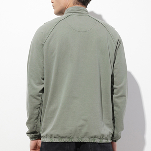 Sweat-shirt à col montant zippé pour homme, manches raglan, effet délavé vintage, pull en polaire, fabricant de vêtements OEM - Product Image 2
