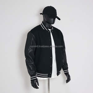 Chaqueta universitaria de invierno de gran tamaño con forro polar, bombardero de béisbol universitario retro informal para moda callejera - Product Image 4