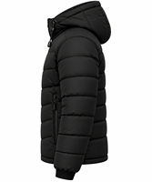 Veste d'hiver matelassée noire pour homme avec capuche, veste d'hiver rembourrée robuste pour homme, fabriquée par [Nom du fabricant]