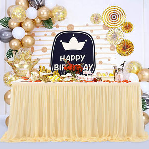 Falda de mesa de tul de hotel blanco sólido, tela de rodapié de mesa de Color sólido elegante para el hogar, boda/Decoración de fiesta, diseño diferente - Product Image 5