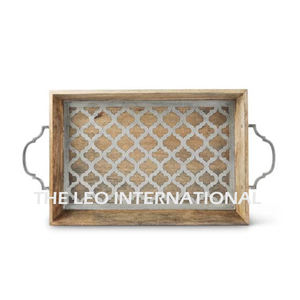 Plateau de service décoratif moderne en métal à motif carré, créatif pour la maison et la restauration, décoration de table - Product Image 5