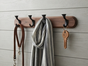 <b>Black</b> Wooden Frame Wall Mounted Door <b>Hook</b> Metal Perfect For Bathroom Toilet <b>Hooks</b> Towel And Coat Organization - Product Image 4