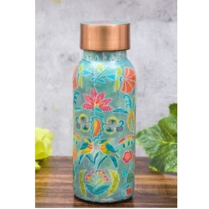 Bouteille d'eau en cuivre pour usage quotidien, cadeau de Diwali, pour la maison et la cuisine, qualité supérieure, bouteille d'eau en cuivre émaillée imprimée - Product Image 6