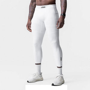 Pantalon de compression pour homme à séchage rapide et haute élasticité, idéal pour l'entraînement et la course, avec logo imprimé sur la taille – Vente en gros - Product Image 3