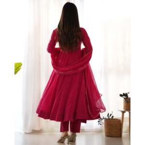 PURE SOFT FOX GEORGETTE LAHERIYA IMPRESIÓN DE ROSA DE 2017 - Product Image 3