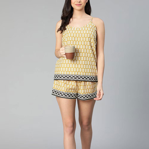 Ensemble de shorts d'été tendance et légers pour femmes, 100% coton, manches courtes, séchage rapide, respirant, décontracté, mode streetwear - Product Image 5