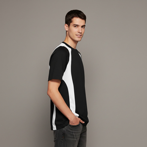 T-shirts pour hommes à col en V, manches courtes, bordure contrastée, vente en gros, logo personnalisé imprimé, haute qualité, 100% coton tricoté, formel - Product Image 5