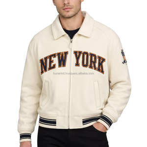<b>Men</b> and Women New York <b>Cream</b> Genuine Heavy Cowhide Knicks Avirex Bomber <b>Jacket</b> USA Duty-Paid Handmade Vintage NY Letterman - Product Image 2