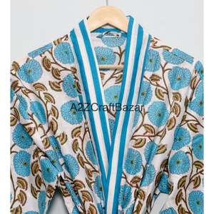 ชุดคลุมกิโมโนผ้าฝ้ายแท้ 100% สำหรับผู้หญิง ฟรีไซส์ มีแถบด้านหน้า ดีไซน์หรูหรา โรแมนติก ชุดนอน ชุดเดรส - Product Image 4