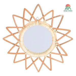 Vintage Star Shaped Rattan <b>Mirror</b> Living Room Decoration 1 Pc 12.2x12.2in - Product Image 1