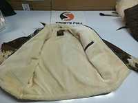 Veste bomber réversible en cuir de vachette pour femme, marron et blanc, doublure en fausse fourrure imperméable, fermeture éclair en cuir véritable