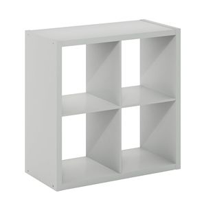 <b>Light</b> Grey 4-<b>Cube</b> Open Back Decorative Organizer Cubicle Storage Bins - Product Image 1