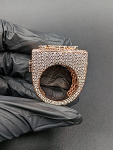 Round Cut Diamond <b>Ring</b> Men's Statement Pave 14K Rose Gold Plated Luxury Cocktail <b>Iced</b> Out Real Moissanite <b>Ring</b> for Men's - Product Image 4