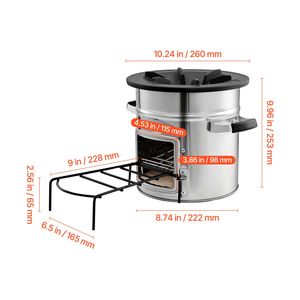 Réchaud portable en acier inoxydable à porte unique pour le camping et la randonnée, à bois, avec sac de transport, pratique et écologique - Product Image 6