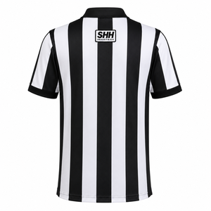 Chemise d'arbitre de football rayée noir et blanc pour hommes, col polo à demi-zip, poche poitrine, manches courtes, uniforme professionnel pour officiels SHH - Product Image 2