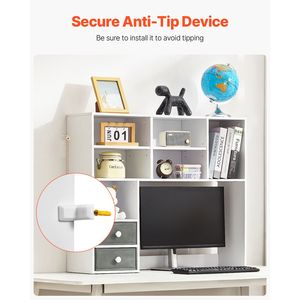 "3-Tier Wood <b>Desktop</b> Bookshelf 37" X 10" X 31.1" Office Storage Rack Boxed Display <b>Shelf</b>" - Product Image 3