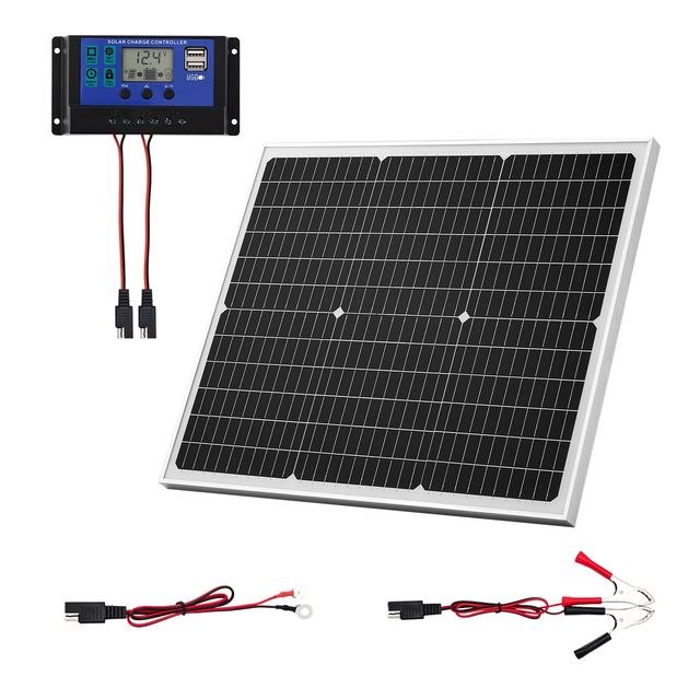 12V 50W Solar Battery Charger Upgraded MPPT Controller IP65 Waterproof Mono Panel Trickle Charger Maintaining Model D0100X3B0ZX