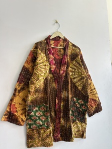 Quilted Kantha Jacket Handmade Vintage Kimono Jacket Boho Tie Dye Jacket - Product Image 5