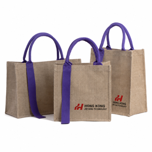 Sac fourre-tout en jute écologique au design original avec ruban, logo personnalisé, sacs de courses réutilisables en toile de jute pour la vente en gros - Product Image 1