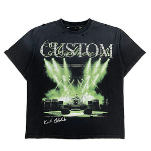 T-shirts pour hommes coupe oversize et carrée, col montant, en sergé épais, avec impression numérique personnalisée, ODM, couleur unie Gemstone, très demandés - Product Image 5